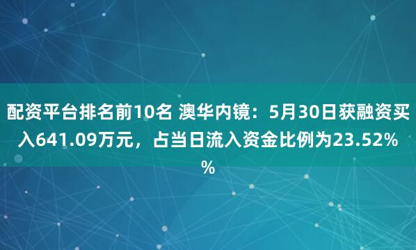 配资平台排名前10名 澳华内镜：5月30日获融资买入641.09万元，占当日流入资金比例为23.52%